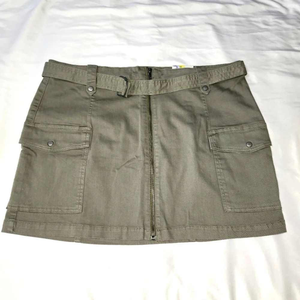 So women's jean mini micro skirt size 22 green khaki 90s Y2K